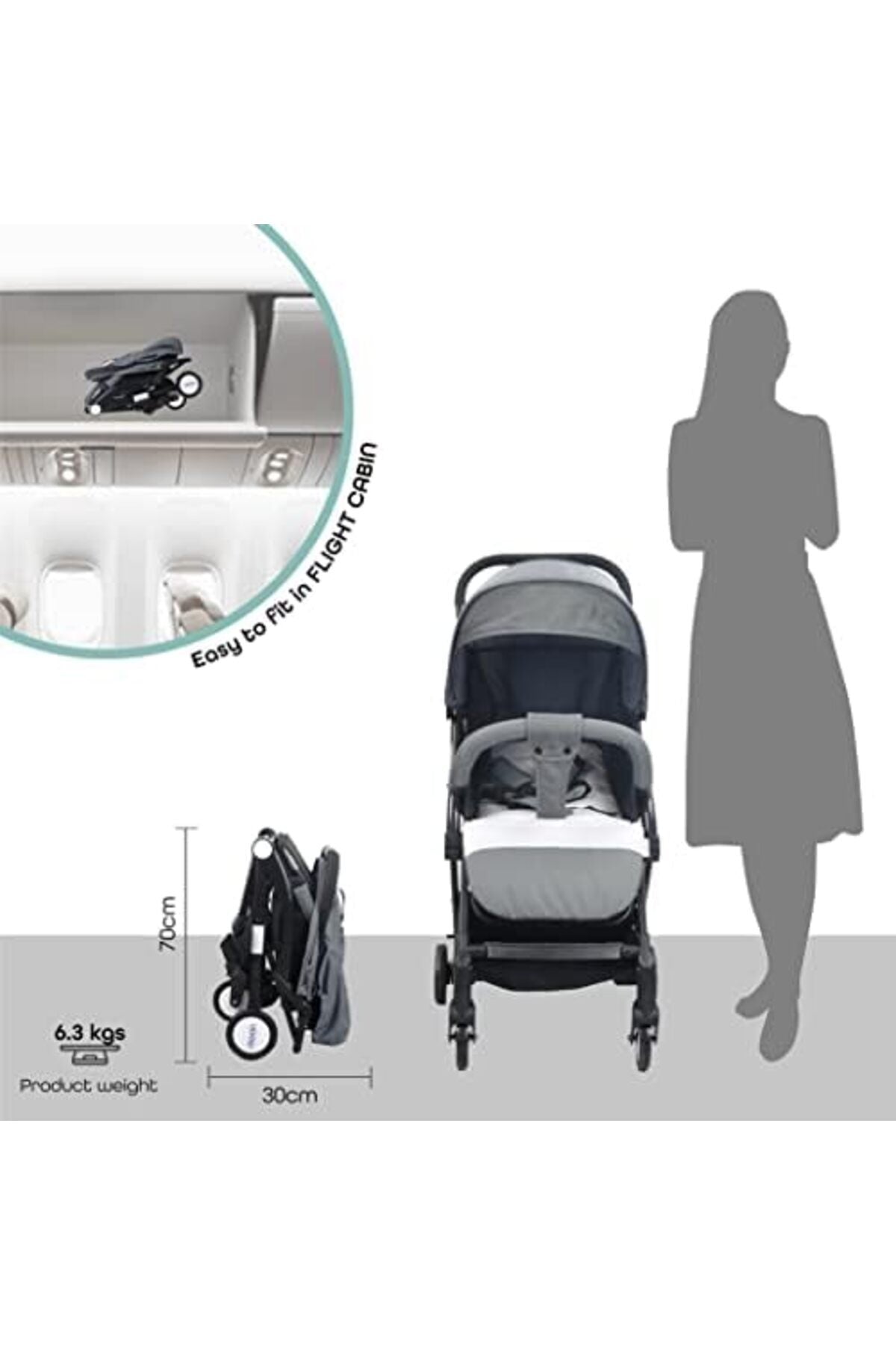 MOON Travel-Lite  - Cabin Stroller,Mid Grey