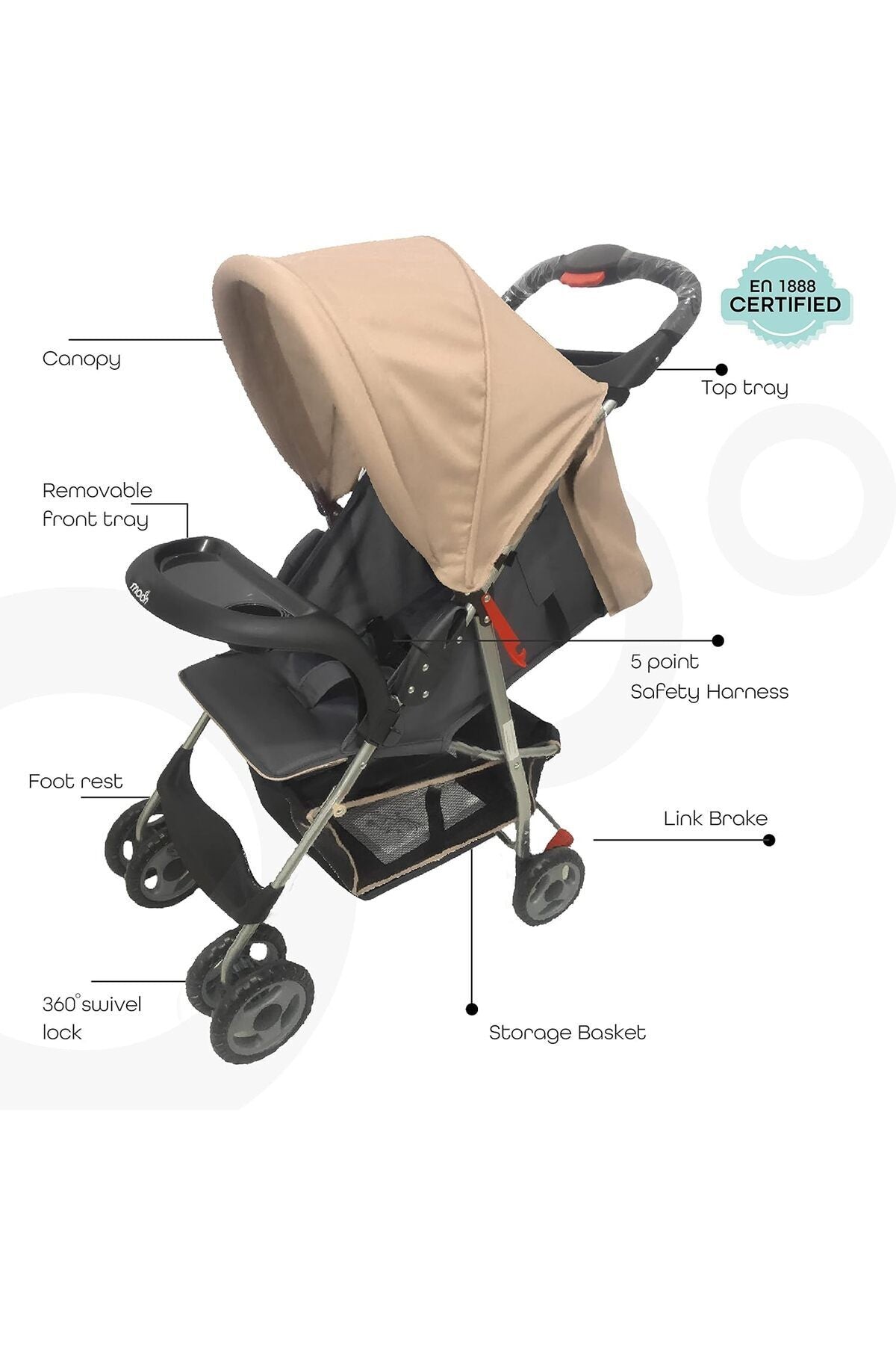 MOON - Bezik One Fold Stroller - Biege