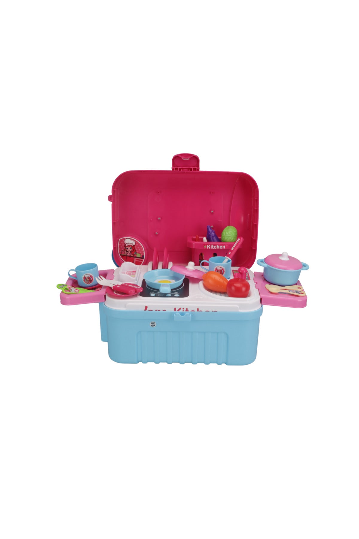 Urban Tots Big Trolly Kitchen Set – Realistic Kitchen Role-Play With Fun Accessories-Pink