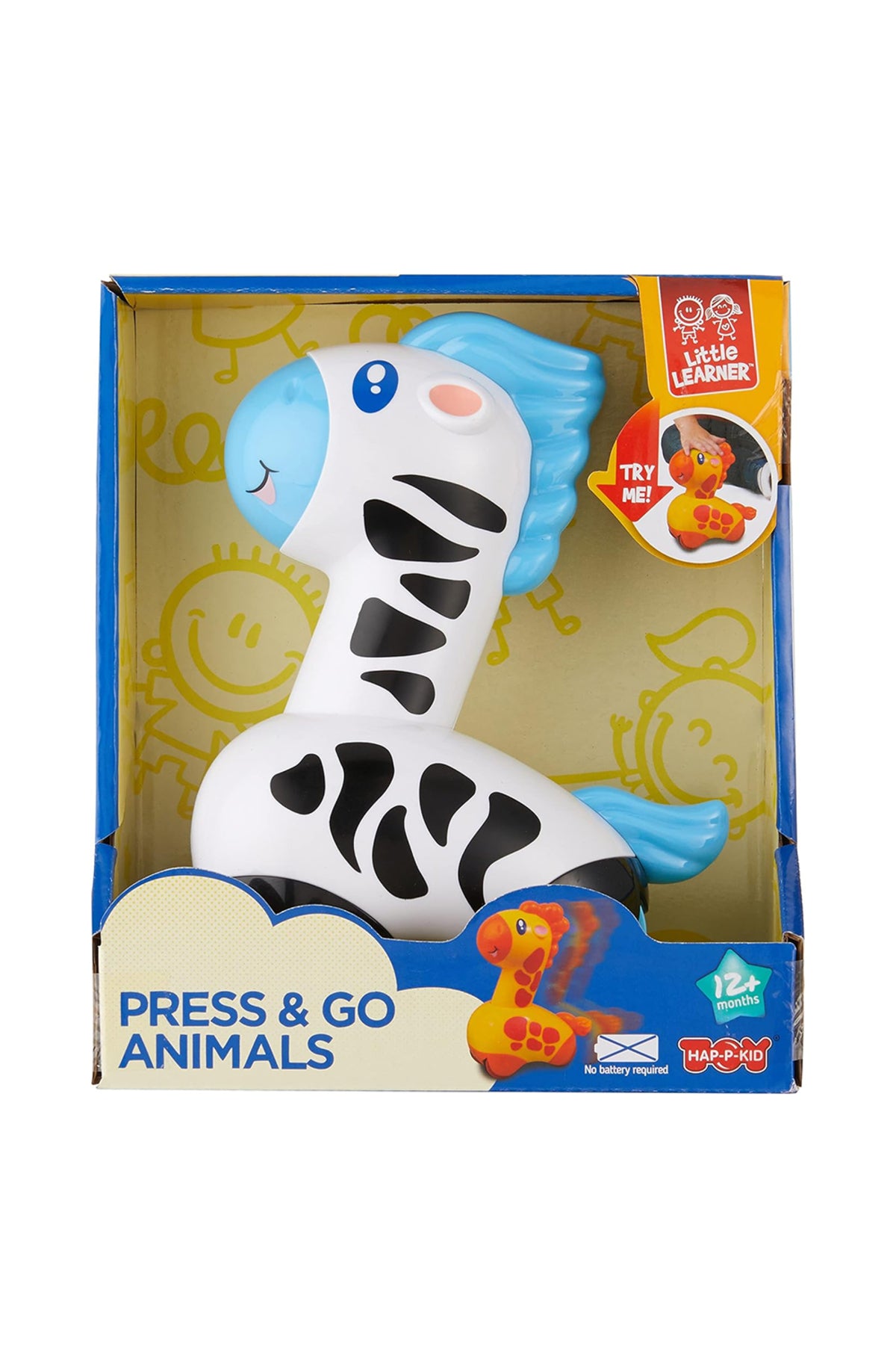 Little Learners Press & Go Animals - Zooming Action, Rubberized Wheels, Works on Hard Floor & Carpet, 12M+
