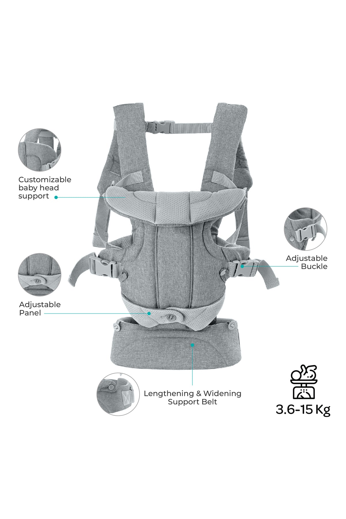 MOON KaryGo 4 in 1- baby Carrier-Grey