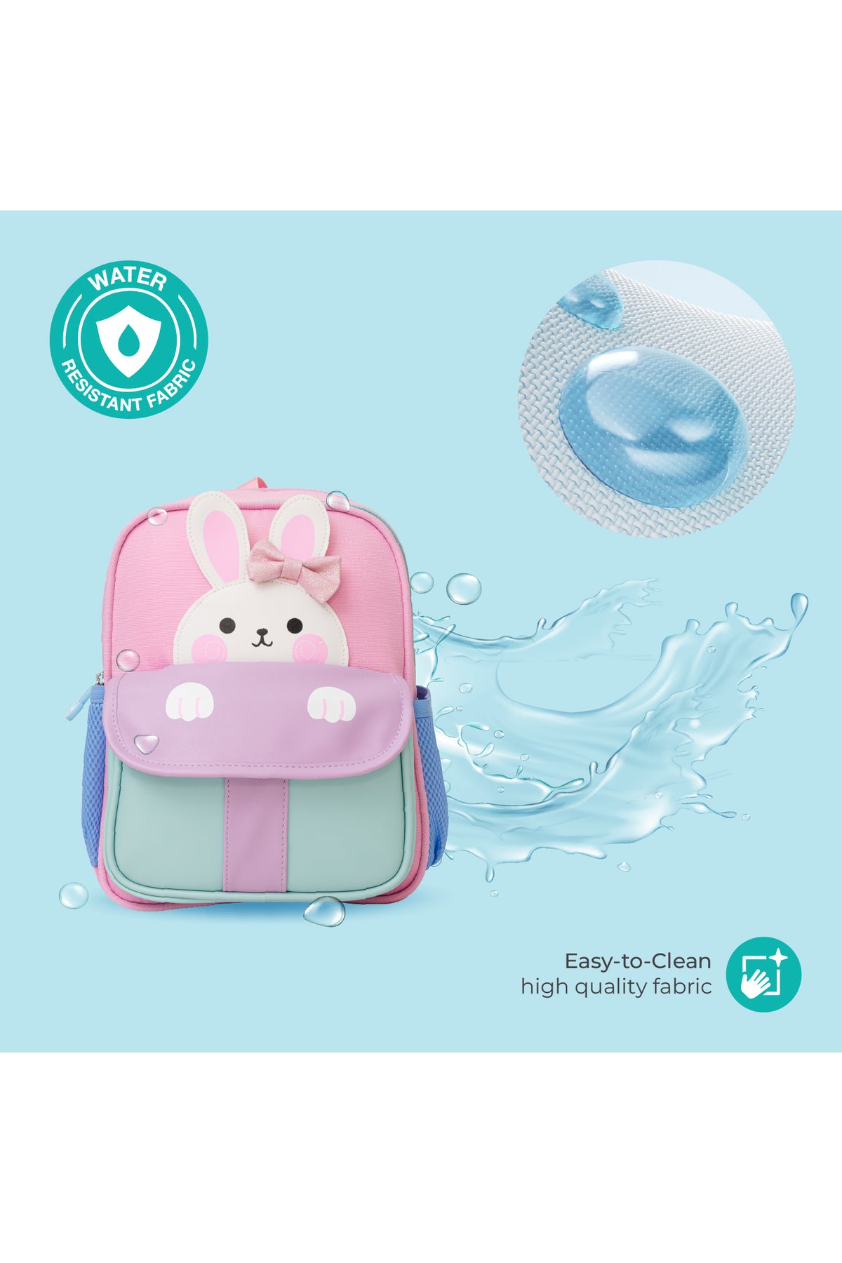 MOON Kids Backpack  – Comfy 3D Design,Padded Straps, Waterproof-Perfect for Preschool, Nursery, Snacks & Lunchbox-Bunny