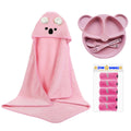 Star Babies - Microfiber Hooded Towel, Scented Bag 5pcs and Baby Plate - Pink