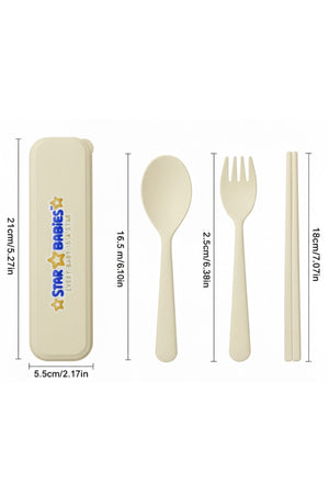 Star Babies - Organic Spoon, Fork & Chopsticks Set - Cream
