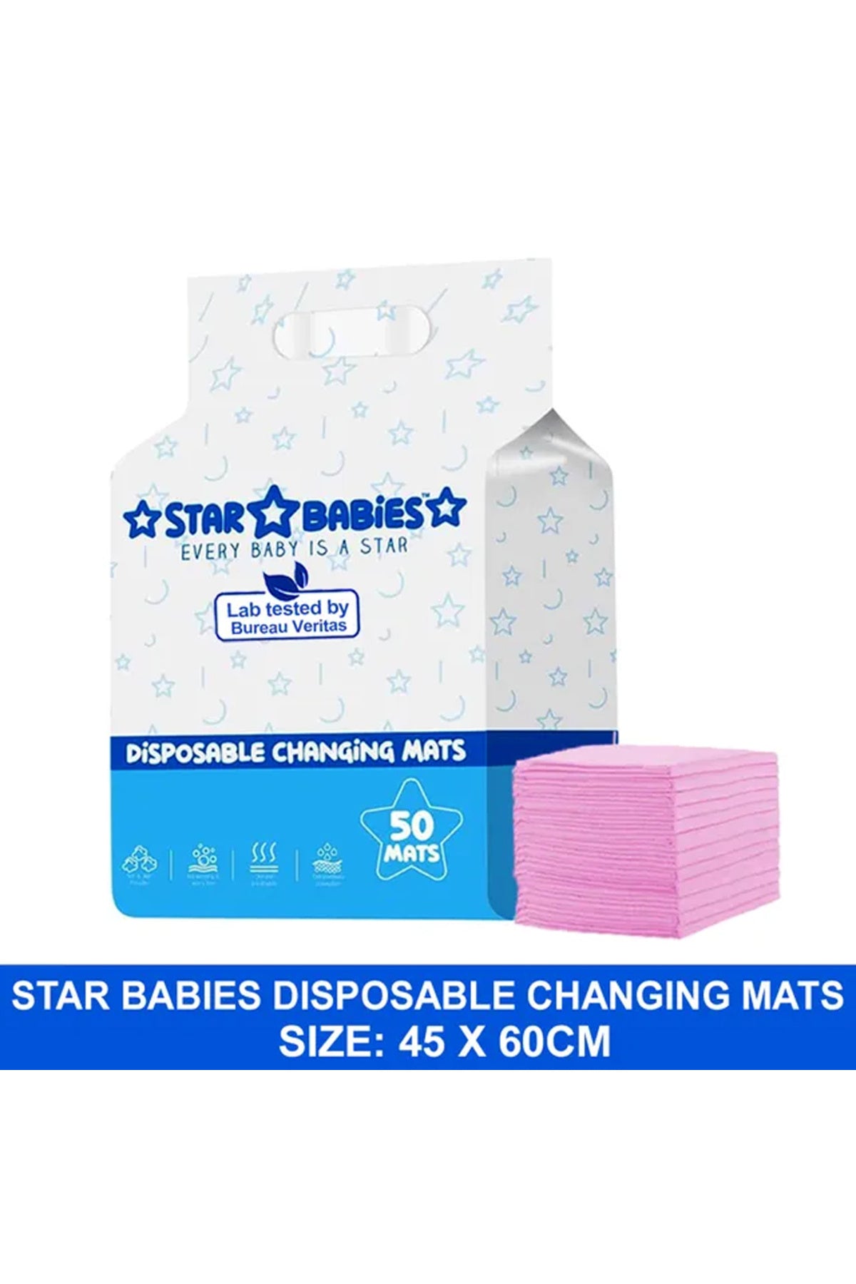 Star Babies - Disposable Changing Mat - Pack of 50 - Pink