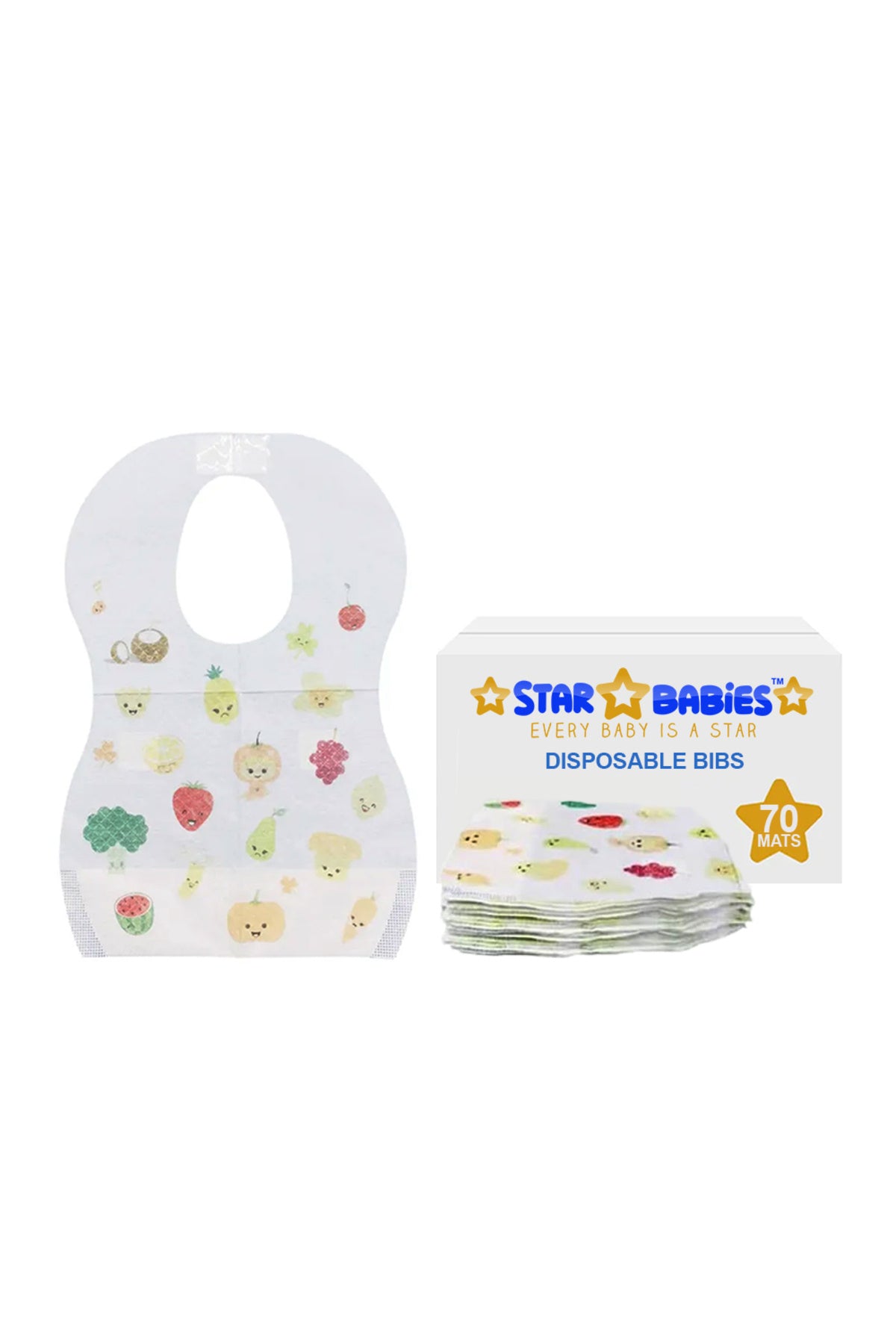 Star Babies - Disposable Bibs - Fruits - Pack of 70