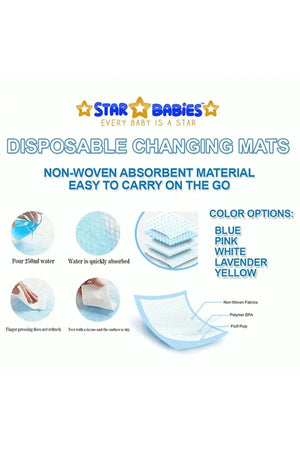 Star Babies - Disposable Changing Mat 10pcs with Disposable Towel 3pcs - Lavender