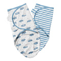 MOON Organic  swaddle - Blue rabbit and stripes