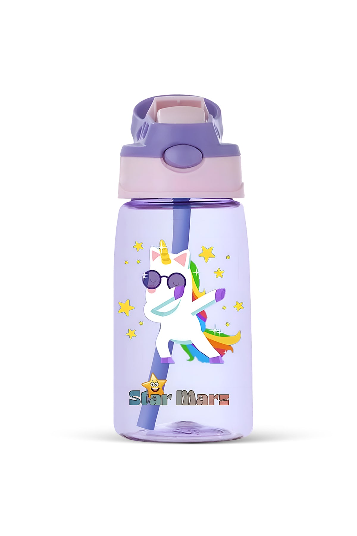 StarMarz Kids Sipper Water Bottle – Anti-Leak Cartoon Design For Girls – 480 Ml – Pink