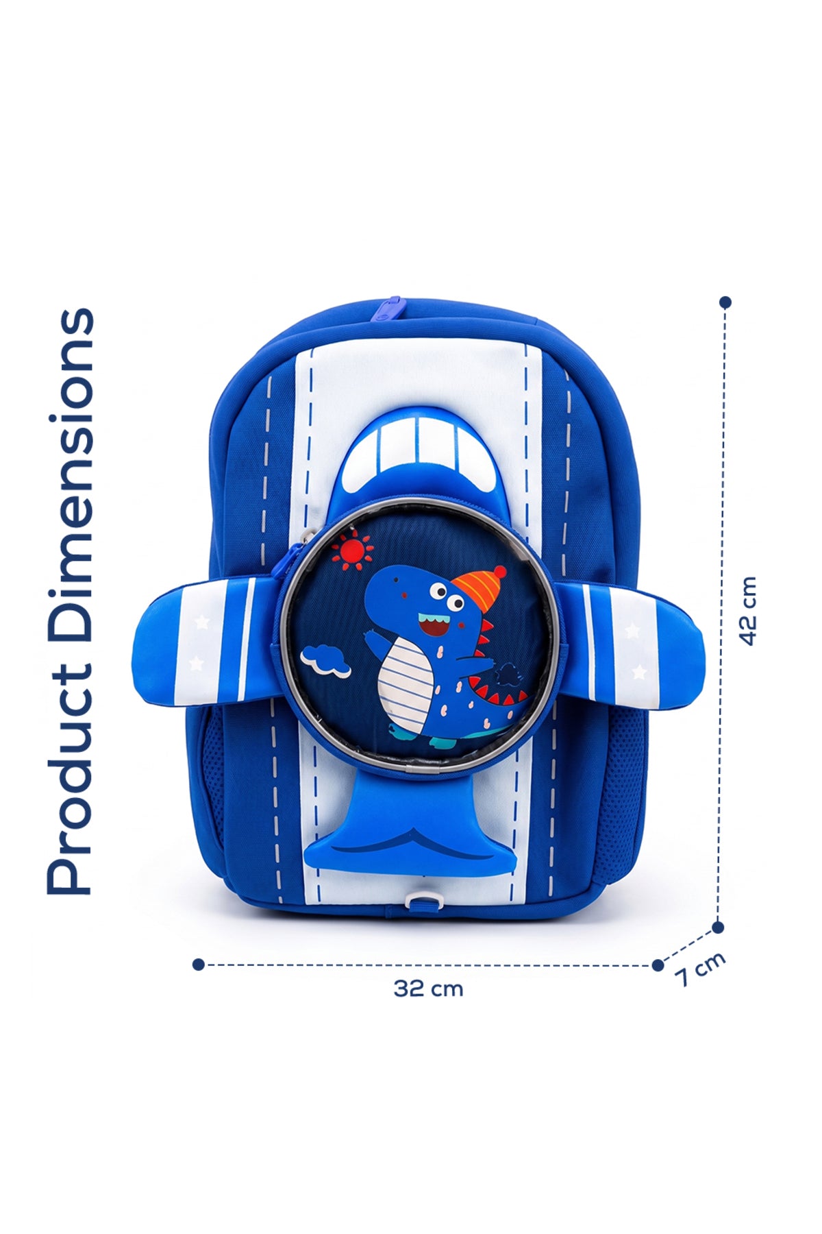 Cocobee – Aeroplane Style Dinosaur Printed Backpack For Boys – Blue