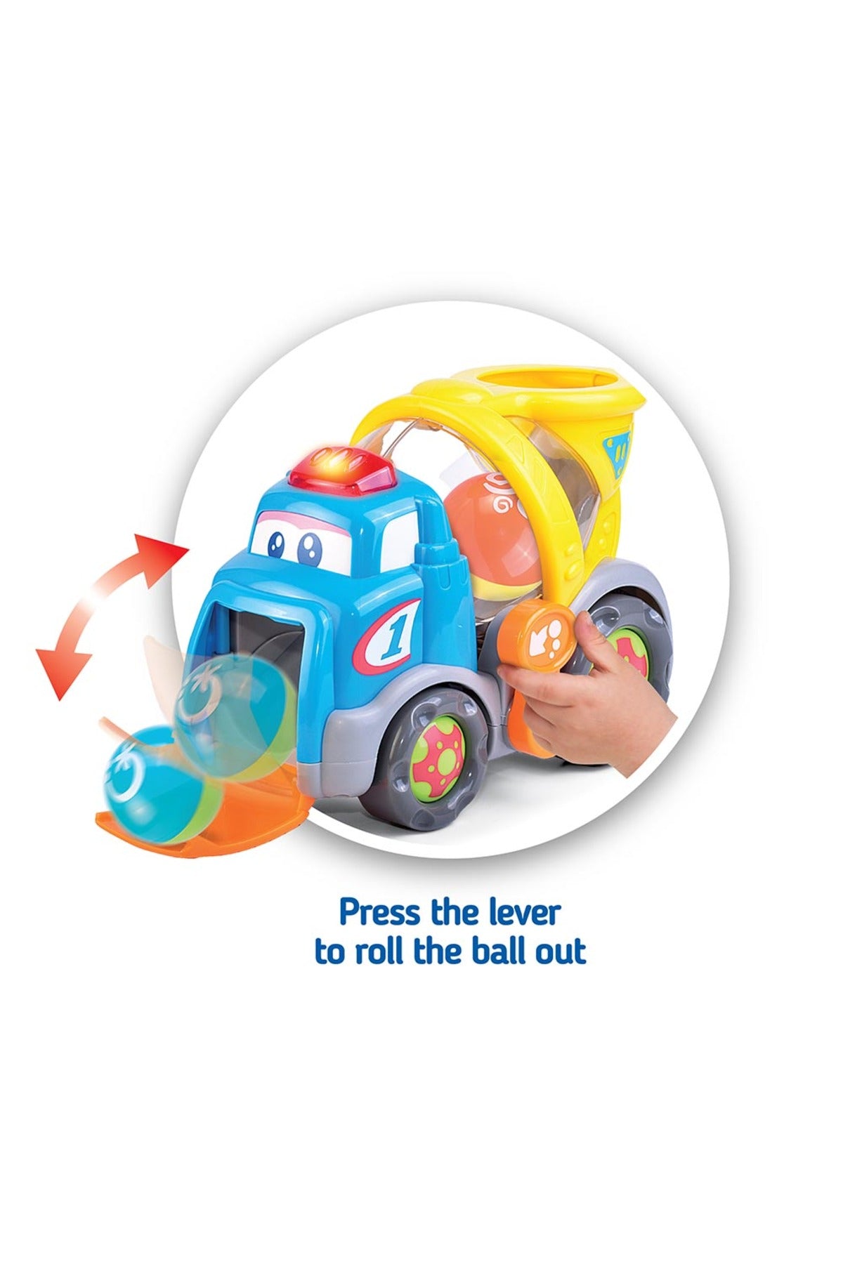 Little Learners Ball Tumblin' Mixer - Lights & Sounds Cement Truck, Tumbling Action, 2 Balls Included, 12M+