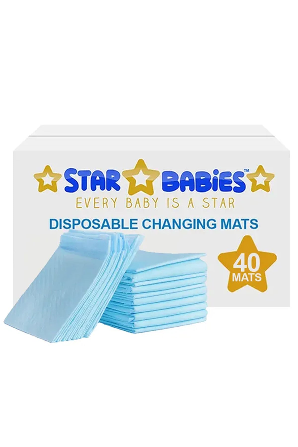 Star Babies Disposable Changing mat Large (45 x 60cm) Pack of 40 - Blue