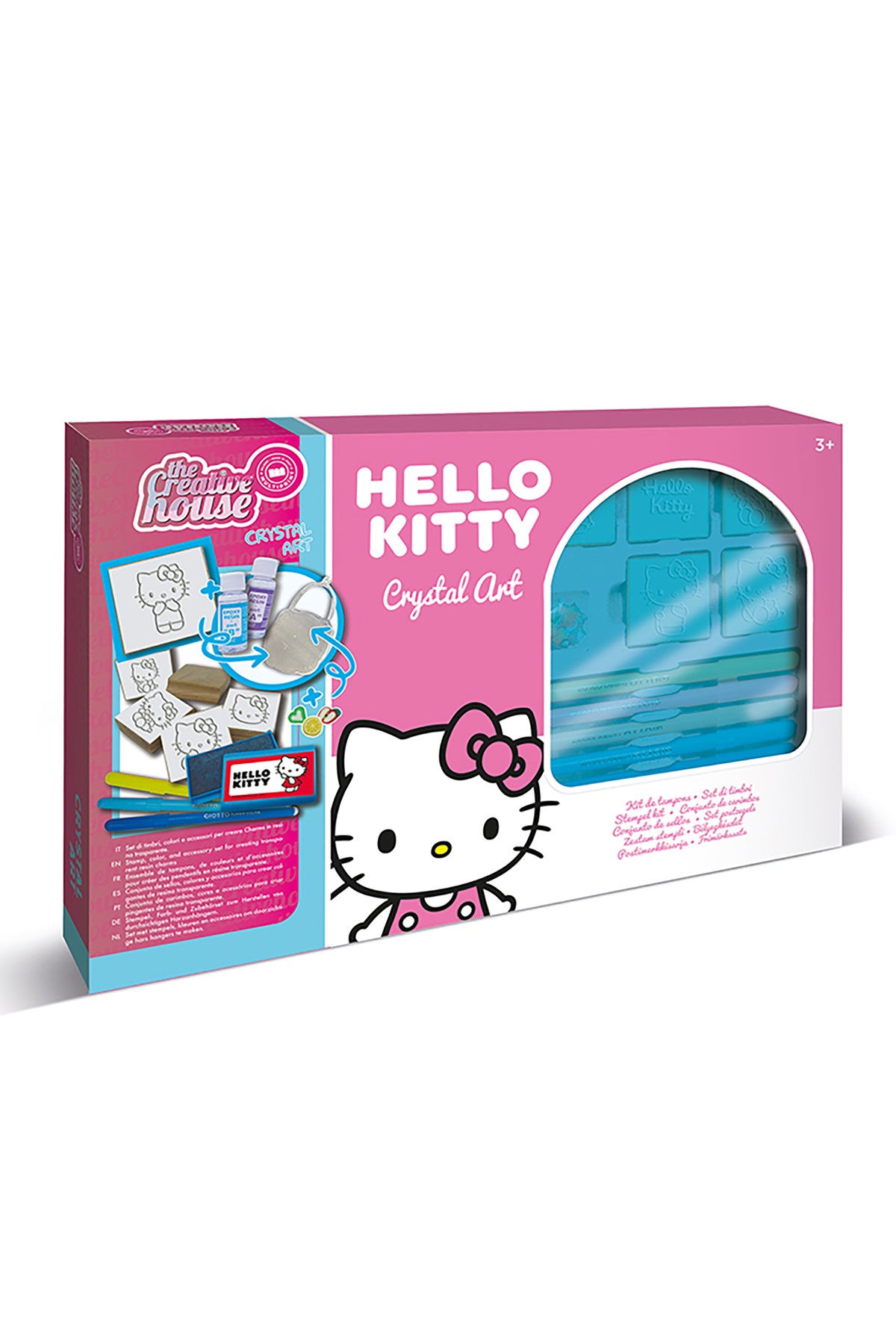 Multiprint Hello Kitty Crystal Art Kit – DIY Set with 2 Charms, Mould Tray, 8 Markers, 5 Stampers, Ink Pad, Epoxy Resin Mix, Glue & Accessories – Creative Gift for Kids