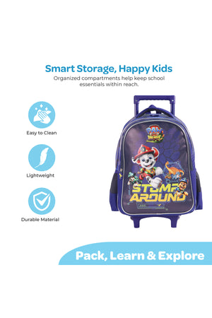 MOON Licensed Paw Patrol  3 in 1 Kids Trolley Set   - (16-Inch) Premium Kids School Bag with Lunch Bag & Pencil Case-Blue