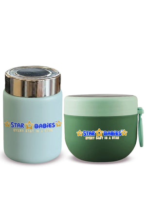 Star Babies -  Stainless steel Food jar with mini flask combo