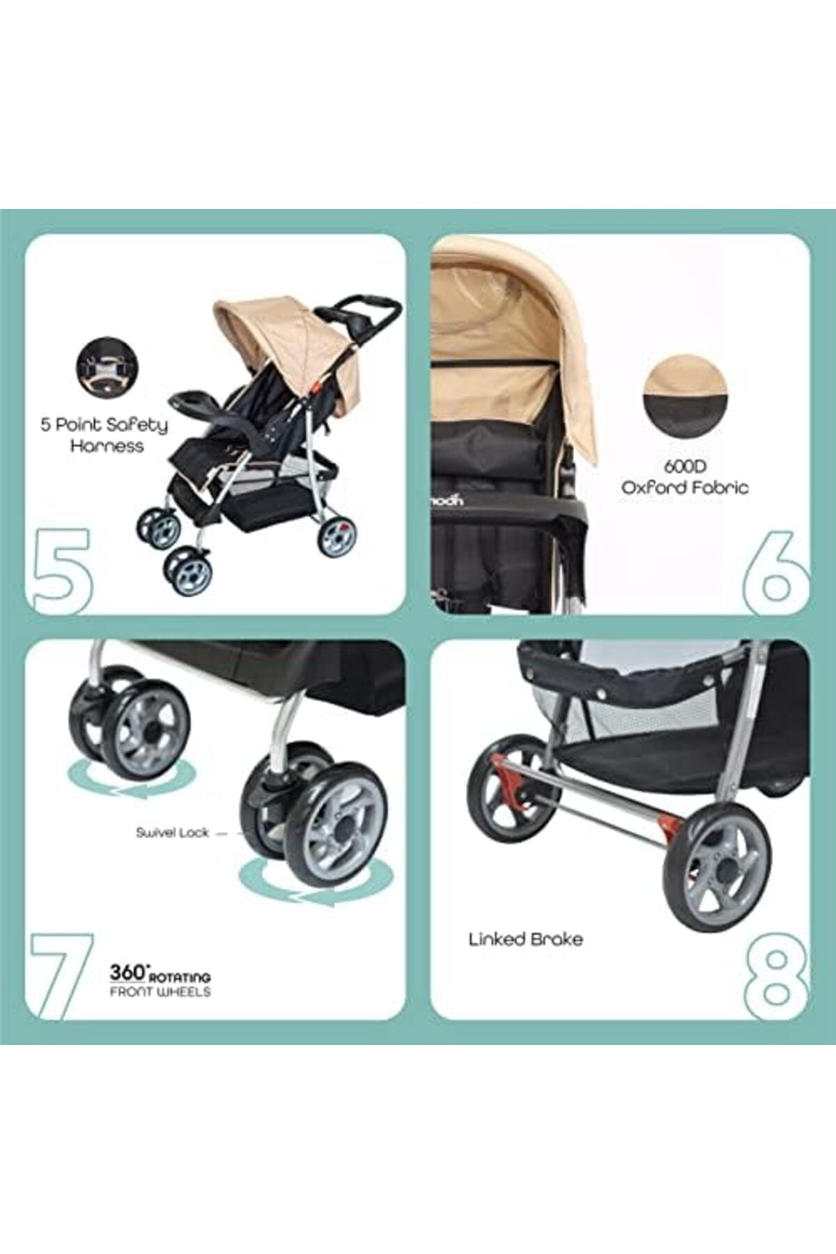MOON Trek - One Fold Stroller - Beige