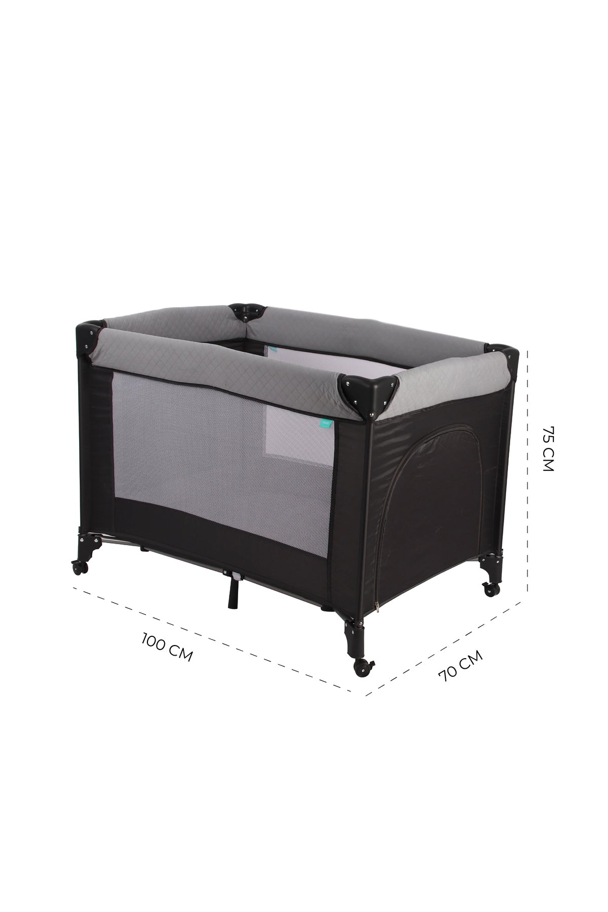 MOON Kidora Easy-Fold Playpen with Wheels, Storage & Edge Protection-Black
