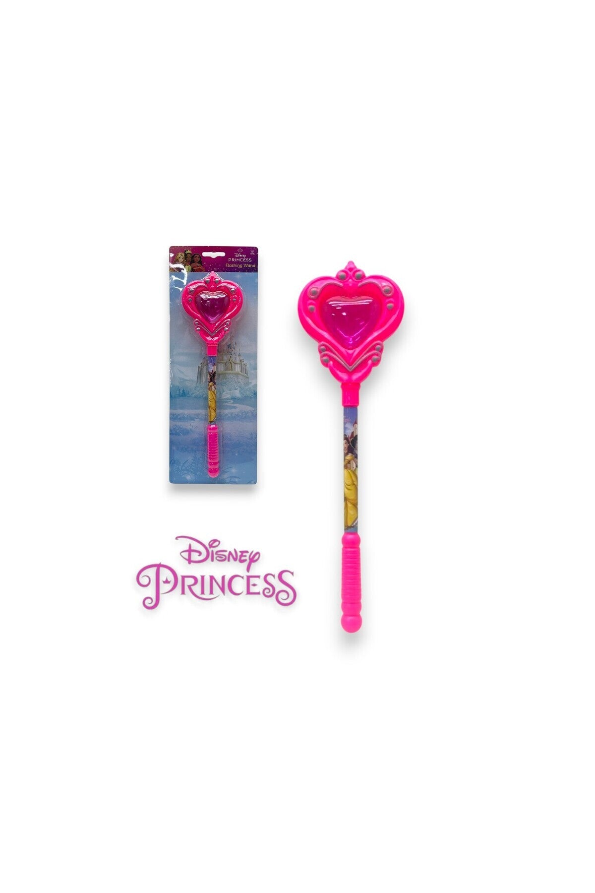Disney Princess Magic Wand for Girls – Flashing Light Up Toy with Heart Top – Princess Dress Up Pretend Play Accessory-Pink