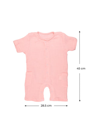 MOON Organic Crinkle Muslin Romper (18-24 Months)- Pink