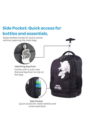 MOON Licensed SONIC  the Hedgehog 3-in-1 Kids Trolley Backpack Set - (18-Inch) Premium Kids School Bag with Lunch Bag & Pencil Case-Black&Grey