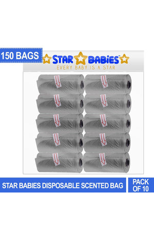 Star Babies - Scented Nappy Bag Pack of 10/150 Bags - Grey