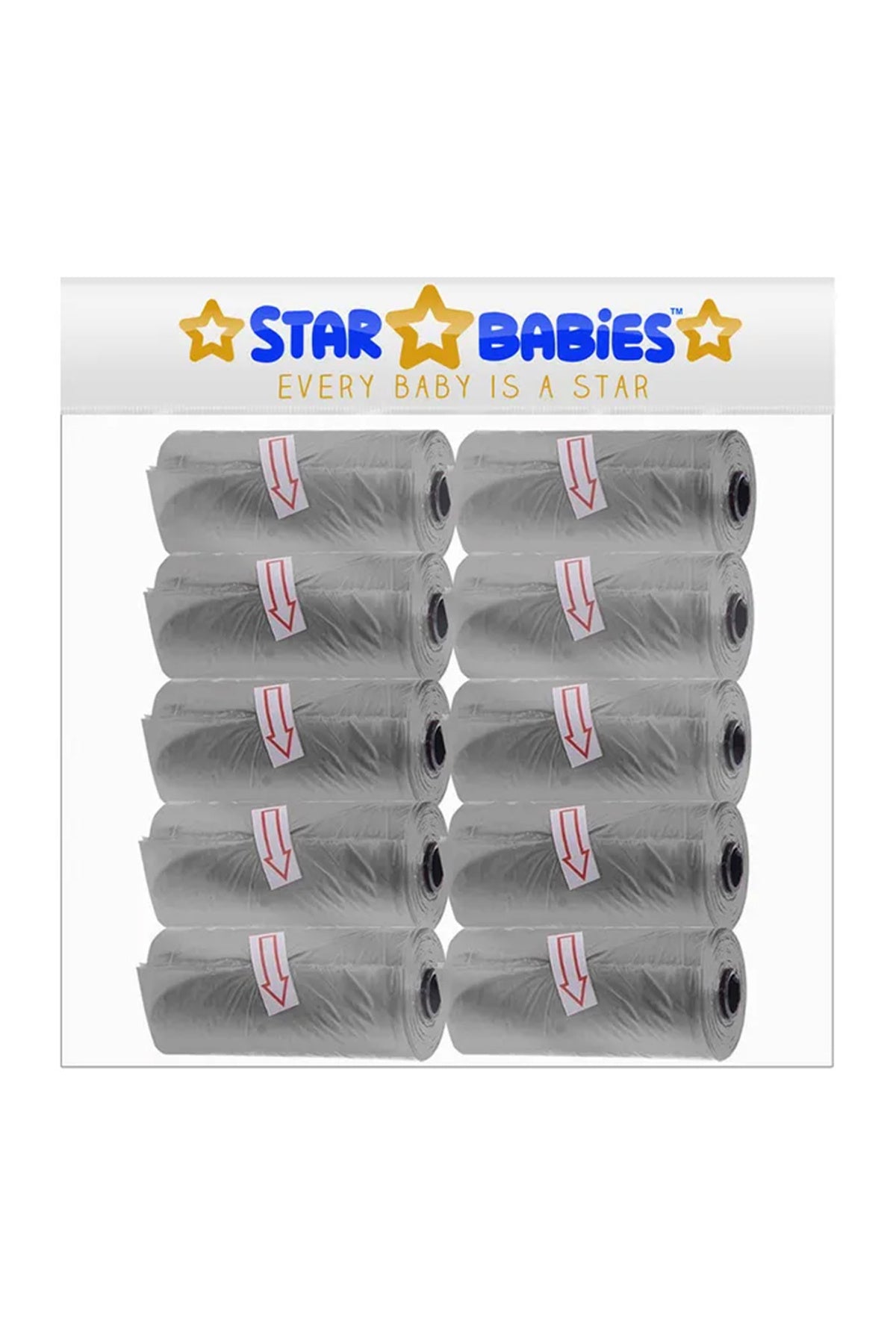 Star Babies - Scented Nappy Bag Pack of 10/150 Bags - Grey