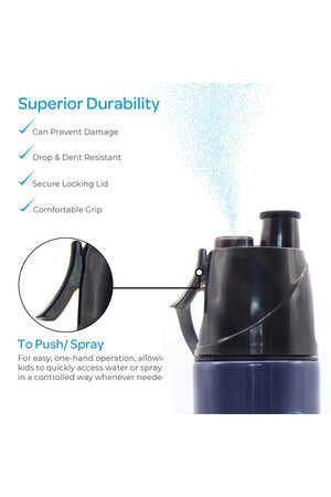 MOON Licensed Top Gun Water Bottle with Spray Mist | Cooling Spray | BPA-Free  Stainless Steel | Leak-Proof for School, Camping, Hiking, Outdoor Play | Boys Water Bottle |500ml