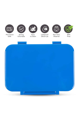 Cocobee-Tritan Bento Lunch Box, Bpa Free, 4 Compartments, Leakproof, Design – Blue