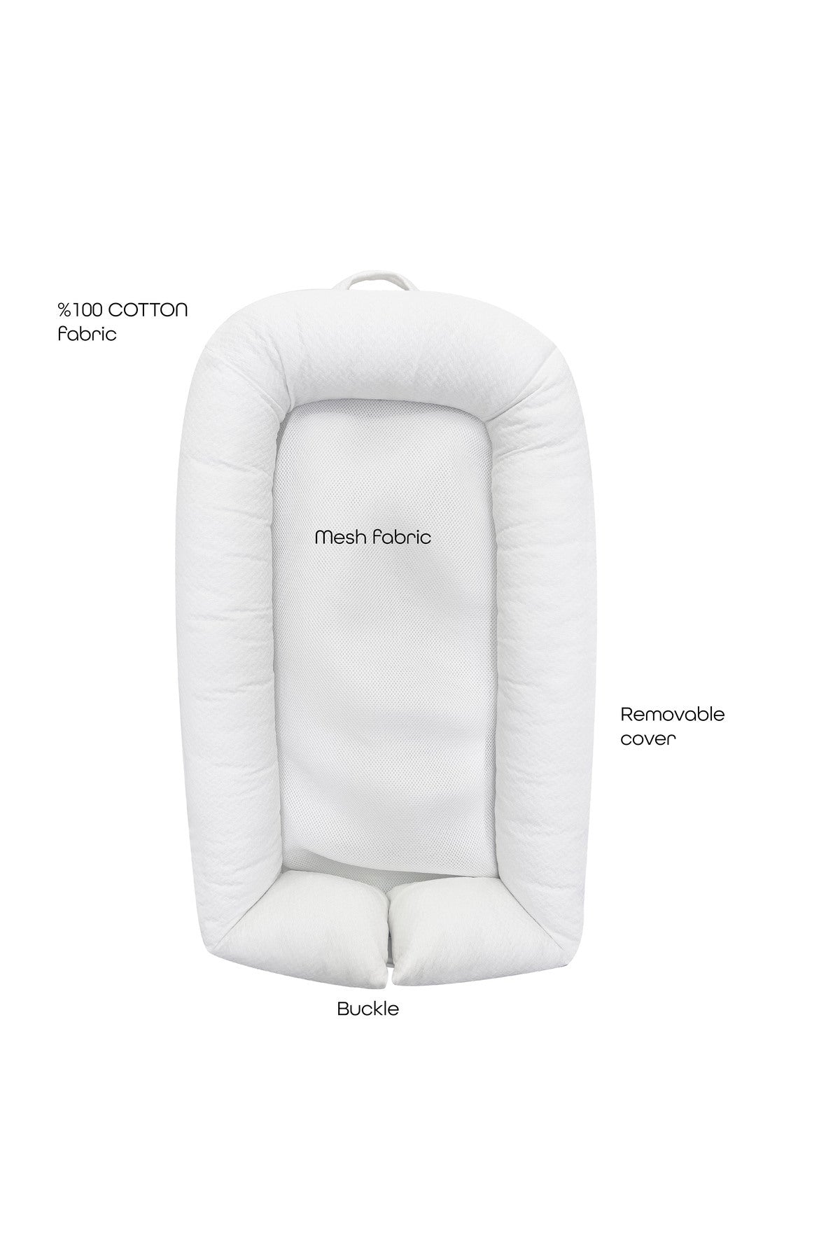 MOON  Organic Baby Nest fabric - White,Organic fabric, Baby Nest