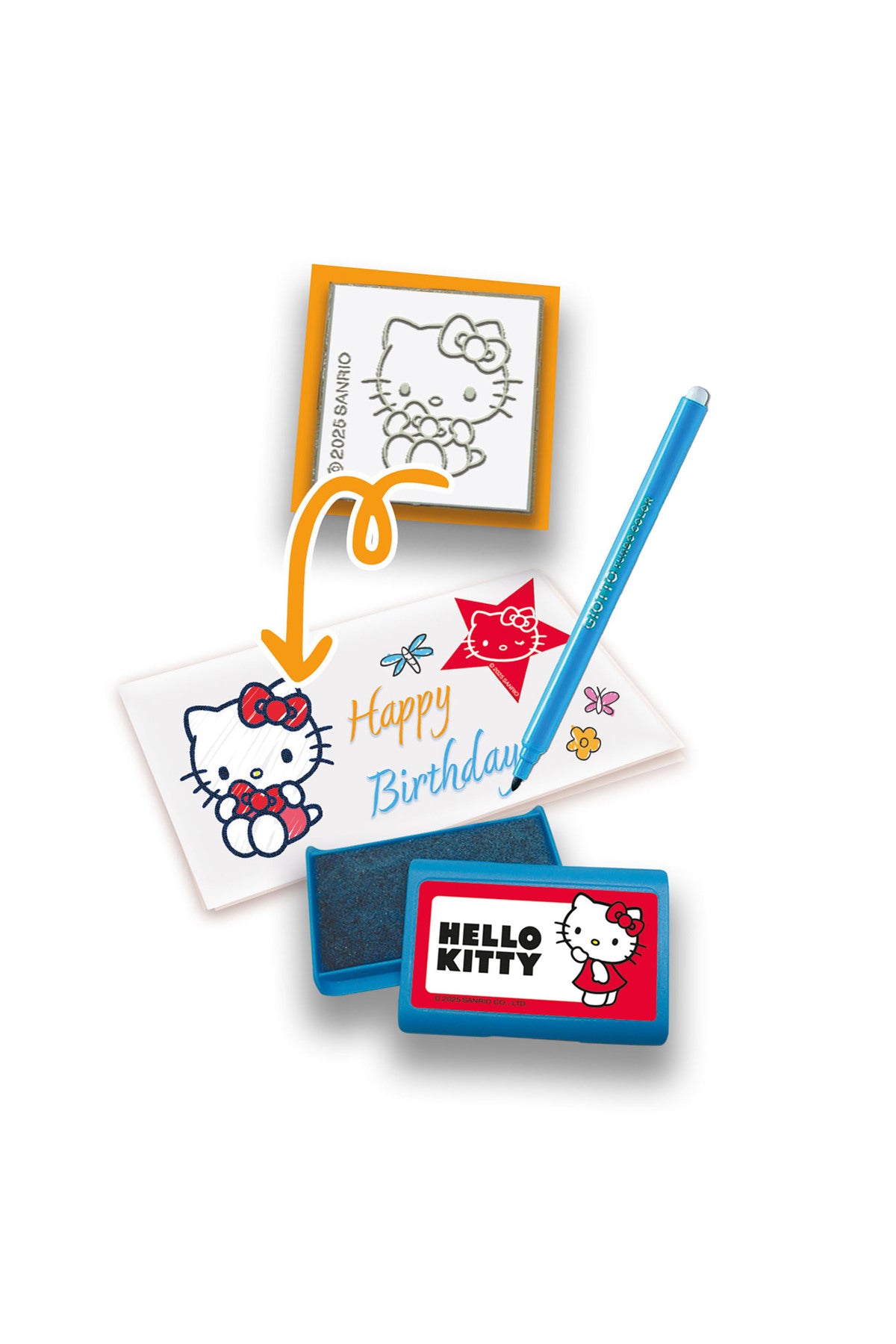 Multiprint Hello Kitty Greeting Card Maker Set – 30 Stickers, 20 Greeting Cards, Stamp Pad, 5 Stampers & 10 Markers – 100% Made in Italy