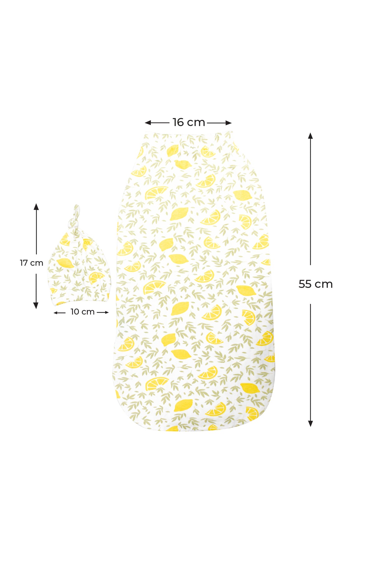 MOON Organic Cocoon and Beanie set (0 Months +)- Lemon  Print