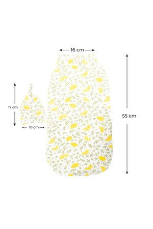 MOON Organic Cocoon and Beanie set (0 Months +)- Lemon  Print
