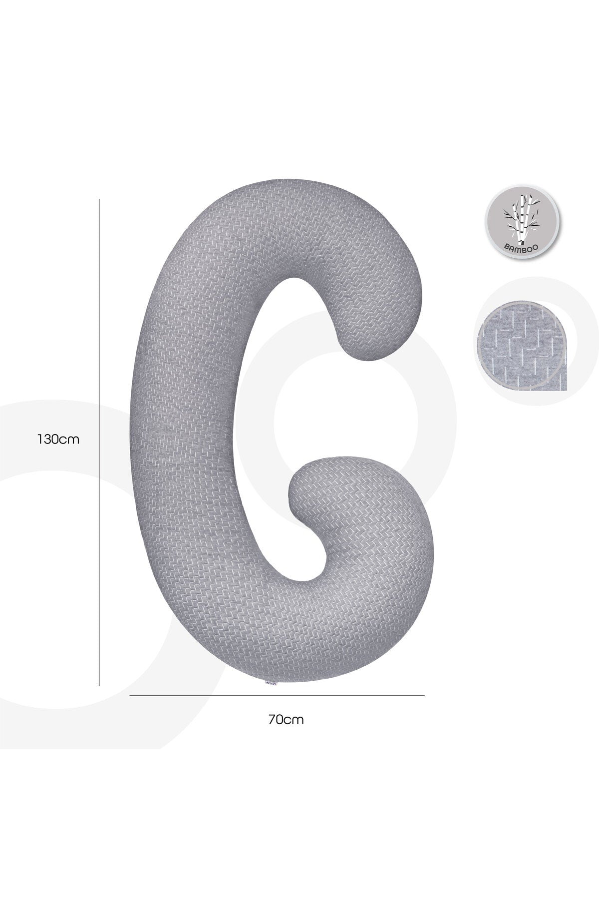 MOON Bamboo Maternity Pillow- Grey