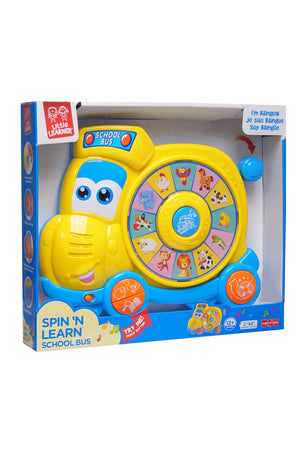 Little Learner Spin ‘N Learn School Bus - Interactive Educational Toy for Toddlers | Learn Animals, Music, Lights, and Sounds - Bilingual (English/Spanish; English/French)