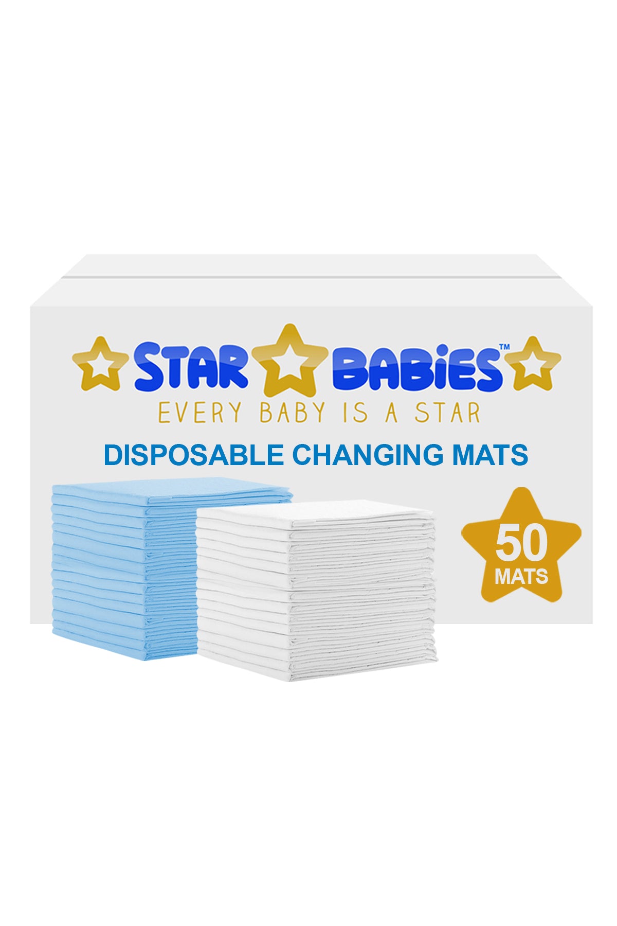 Star Babies Disposable Changing Mats Pack of 50 - Lavender/Yellow