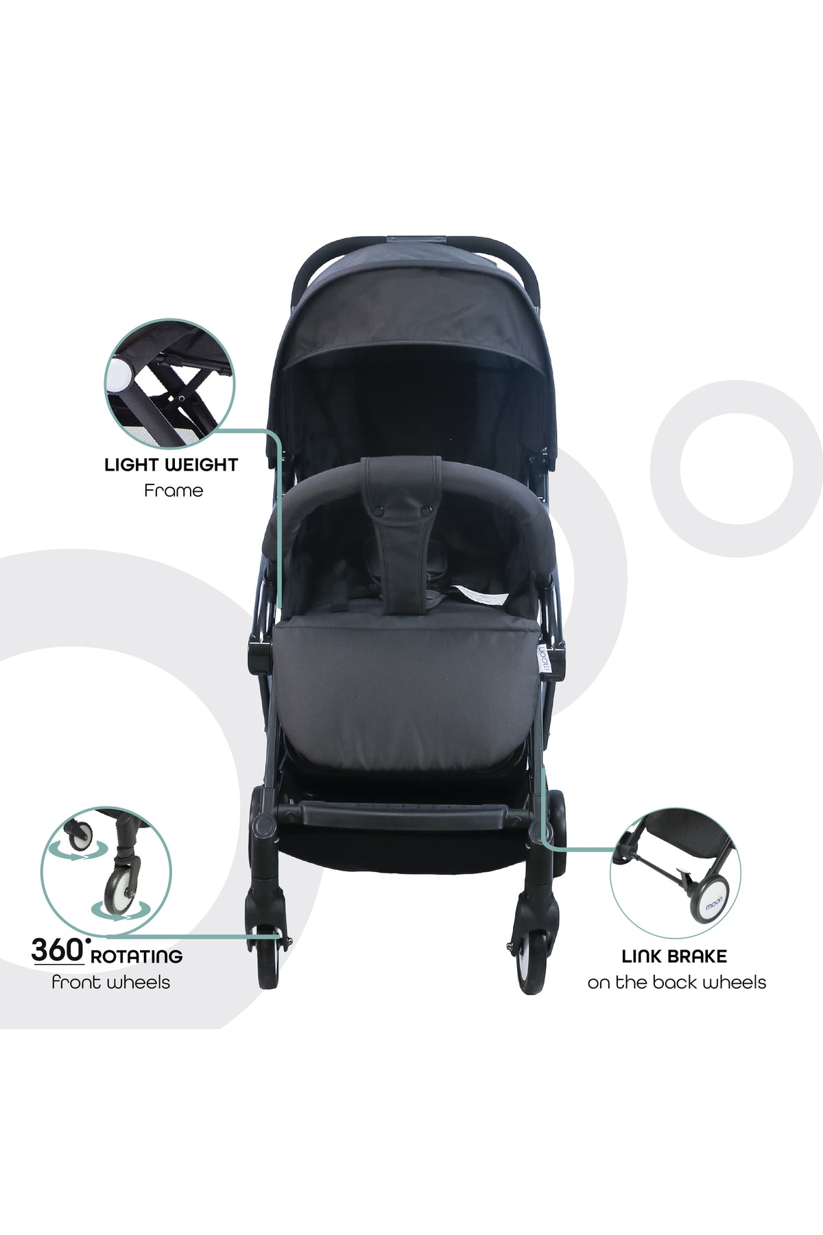 MOON Travel-Lite  - Cabin Stroller,dark Grey