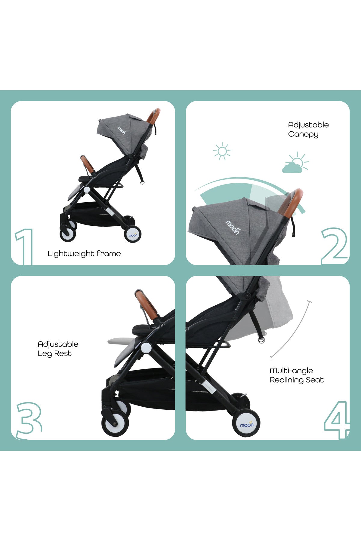 MOON Ritzi - Cabin Stroller - Black/Grey Dots