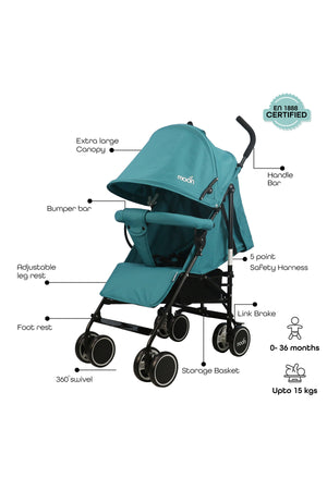 MOON Neo Plus Light Weight Travel Stroller,Sea Blue