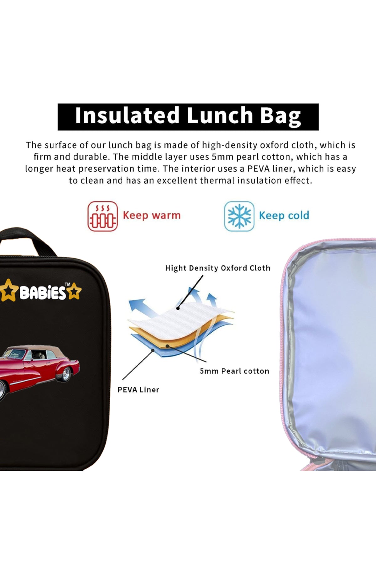 Star Babies 16-Inch Car Themed Children's Backpack with Adjustable Shoulder Strap for Hiking Large with Bento Lunch Bag and Dual Zipper Pencil Case Pack of 3