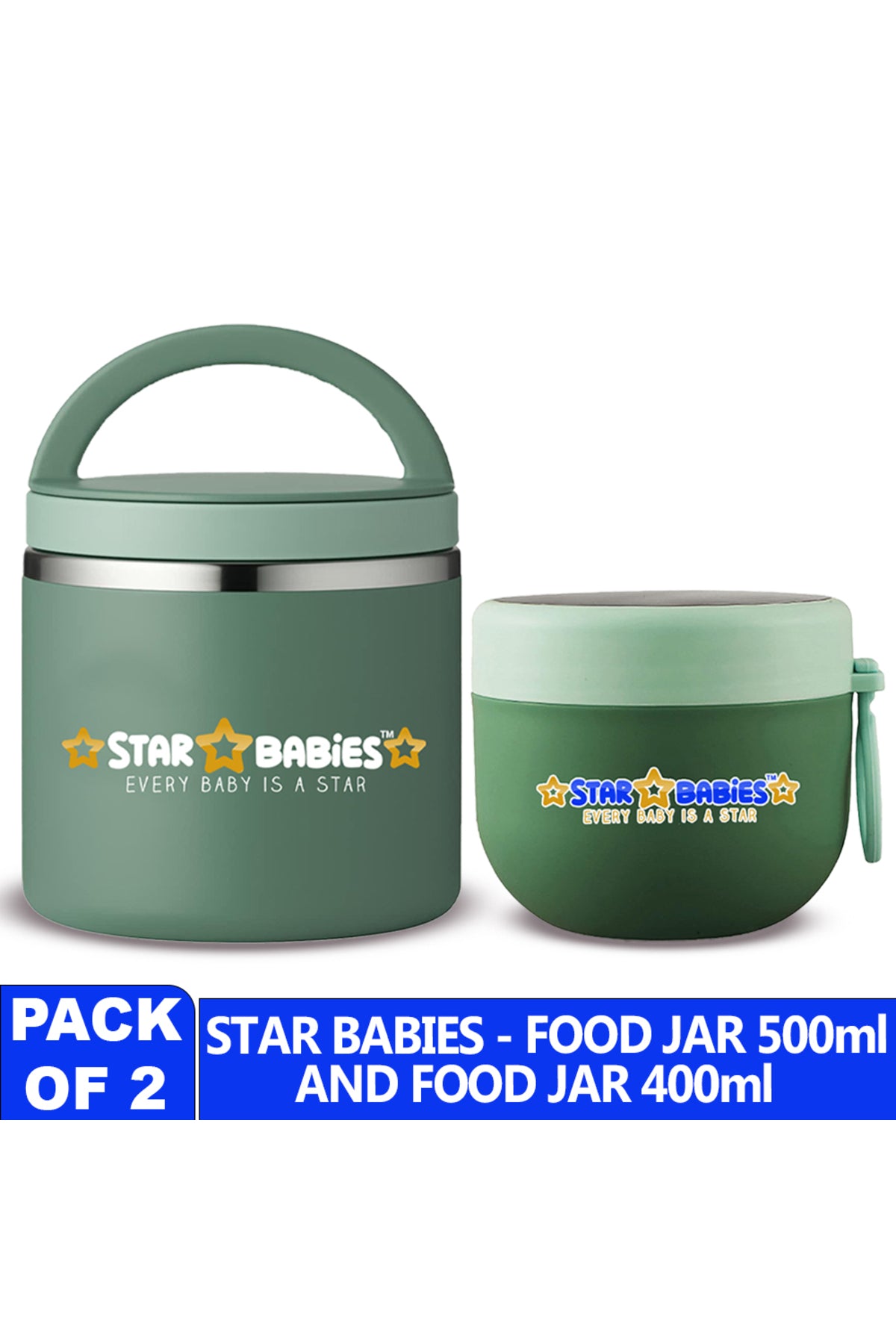 Star Babies - Stainless steel Food jar set of 2 combo for food / soup / salad .