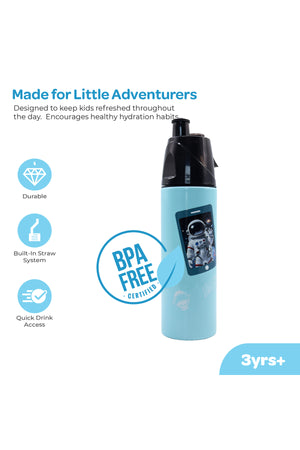 MOON Kids Water Bottle with Spray Mist | Cooling Spray | BPA-Free  Stainless Steel | Leak-Proof for School, Camping, Hiking, Outdoor Play | Boys Water Bottle |500ml