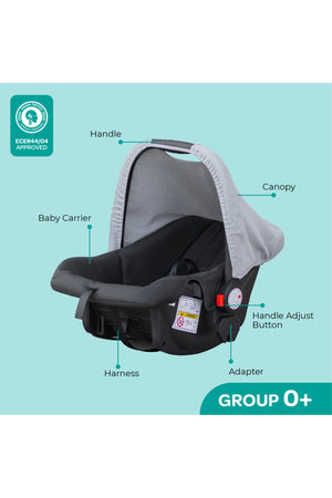 MOON Aria Baby Stroller 2-in-1 Travel System + Detachable Carrier Car Seat -Light Grey