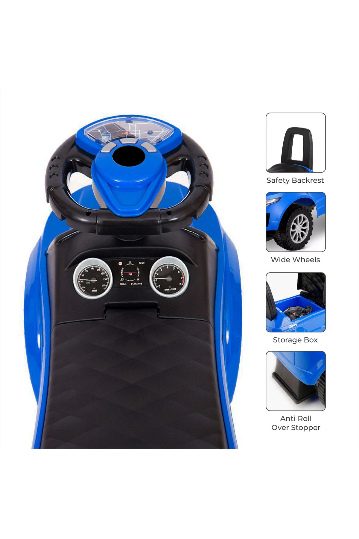 MOON Zippy Ride on Sports Car for Boys and Girls, 12-36 Months – Blue