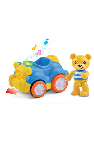 Little Learners Musical Motor Vehicle (Bear) - Interactive Push Along Toy