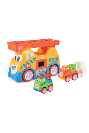 Little Learners Vroom Vroom  Crane Truck - Flashing Lights & Sounds, Extendable Ladder, Assorted 12M+