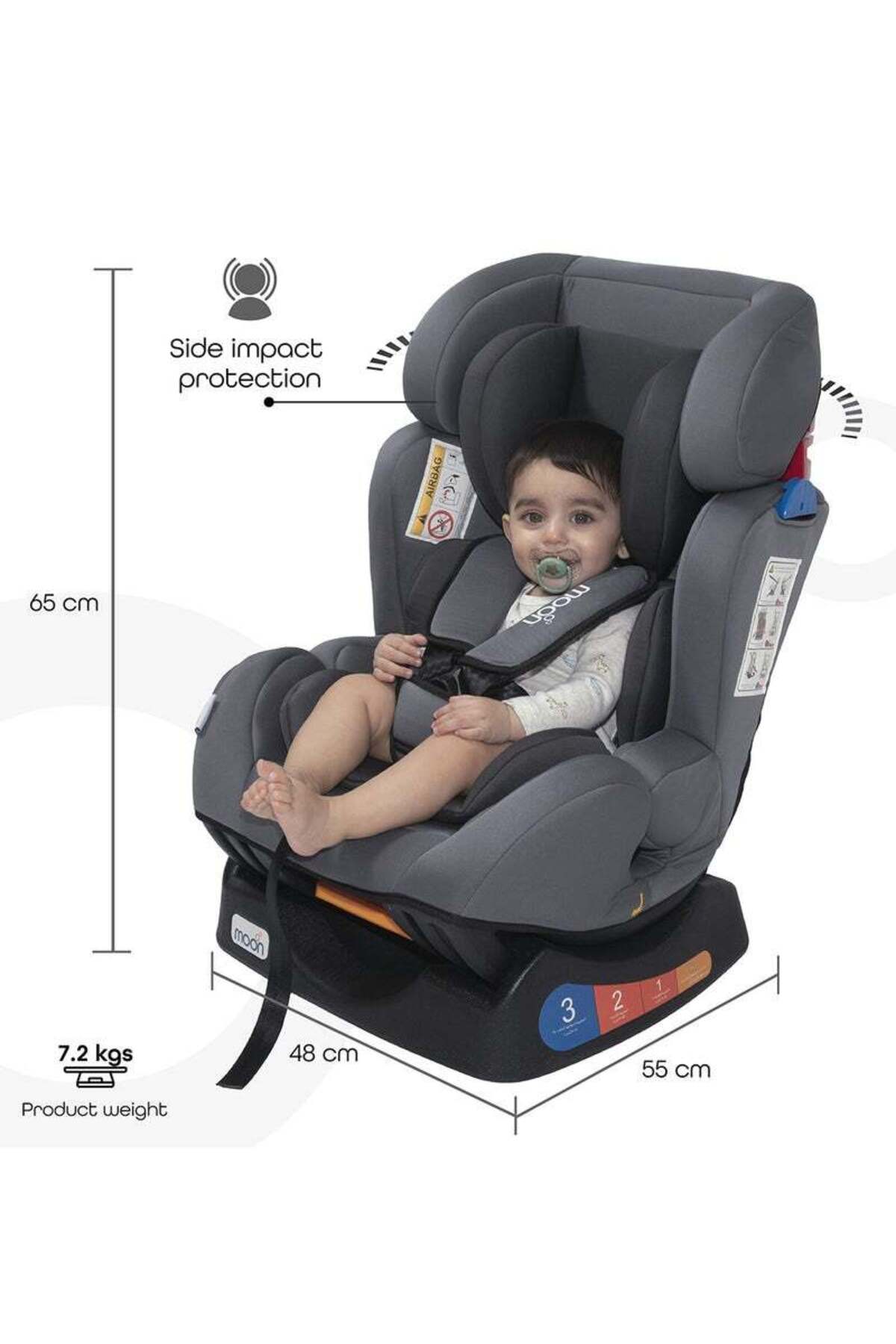 MOON Sumo Baby/Infant Car seat suitable from Birth to 6 Years-(Group(0,1,2) (0-25 Kg)-Grey