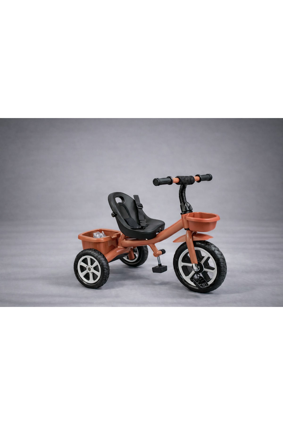 StarMarz Toddler 3-Wheel Tricycle Ride-On Toy with Safety Seat, Cup Holder & Rear Storage Basket - Brown