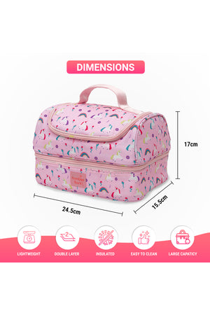 Bamboo Bark kids childrens double layer insulated lunch bag for school, picnic, nursery, toddler