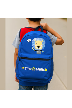 Star Babies 16-Inch Lion Themed Children's Backpack with Adjustable Shoulder Strap for Hiking Large with Bento Lunch Bag and Dual Zipper Pencil Case Pack of 3