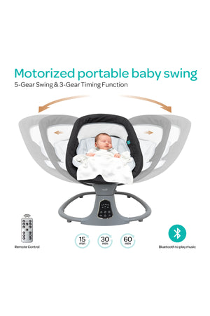 MOON  Koze Baby Swing, Holds upto 9kg. Gentle Swaying Motion -Black